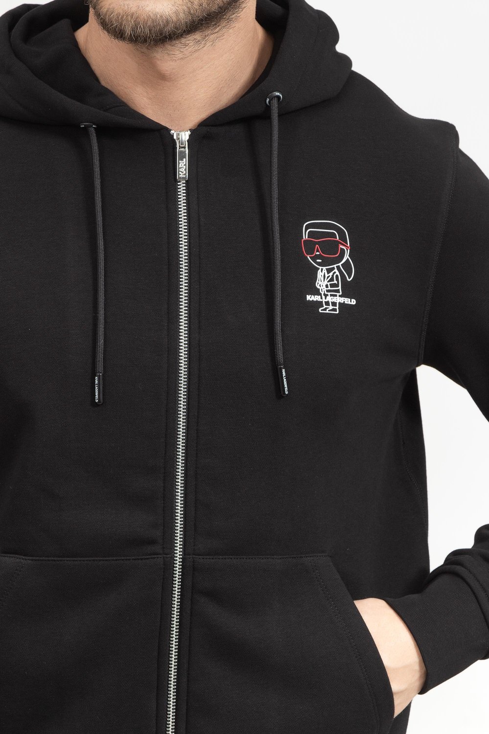 Karl Lagerfeld Erkek Fermuarlı Sweatshirt Siyah