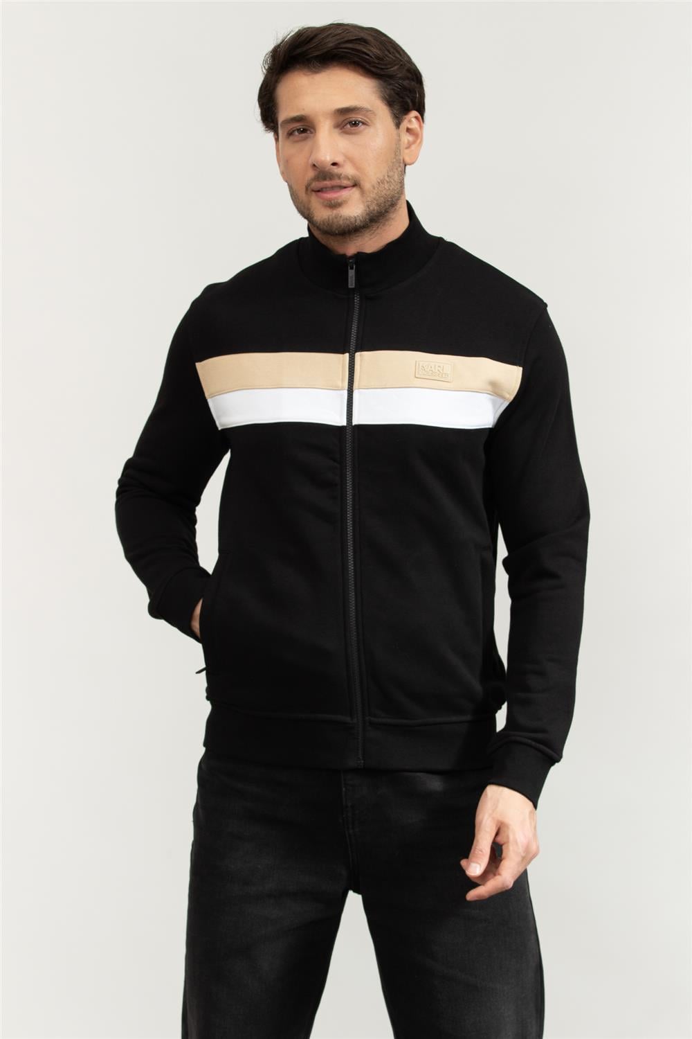 Karl Lagerfeld Erkek Fermuarlı Sweatshirt Siyah
