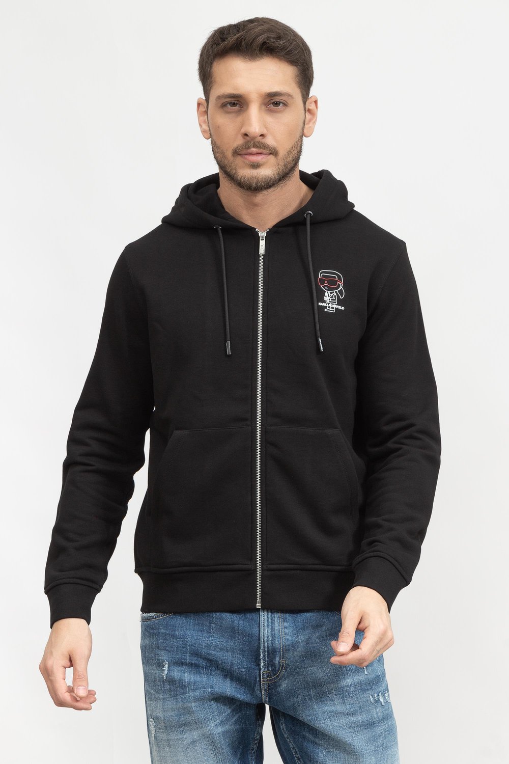 Karl Lagerfeld Erkek Fermuarlı Sweatshirt Siyah