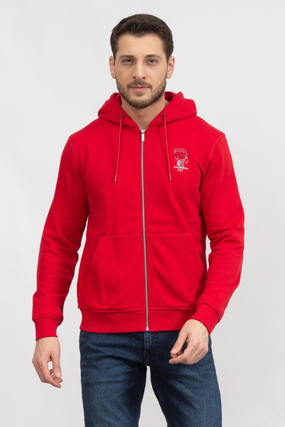 Karl Lagerfeld Erkek Fermuarlı Sweatshirt Kırmızı