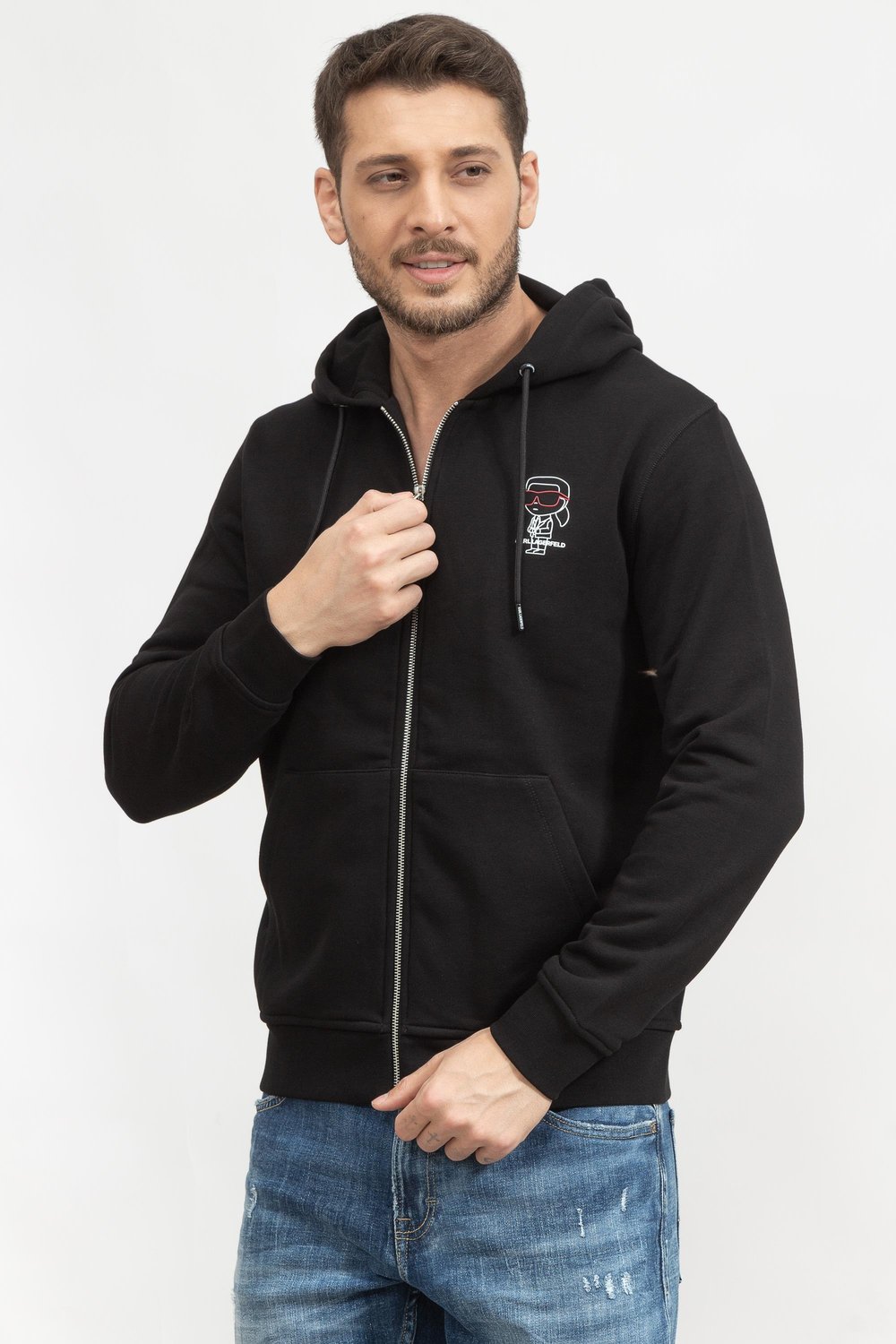 Karl Lagerfeld Erkek Fermuarlı Sweatshirt Siyah