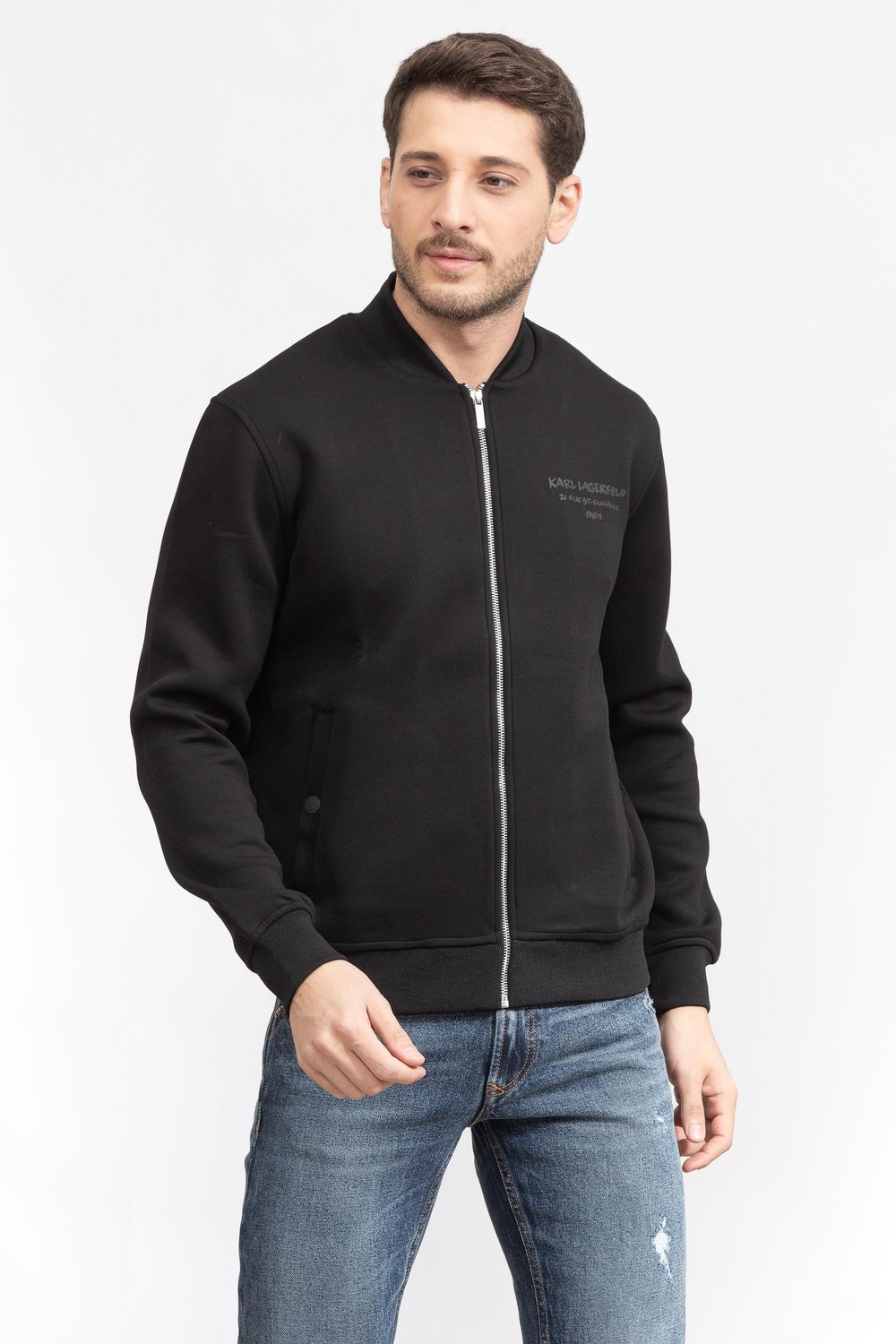 Karl Lagerfeld Erkek Fermuarlı Sweatshirt Siyah