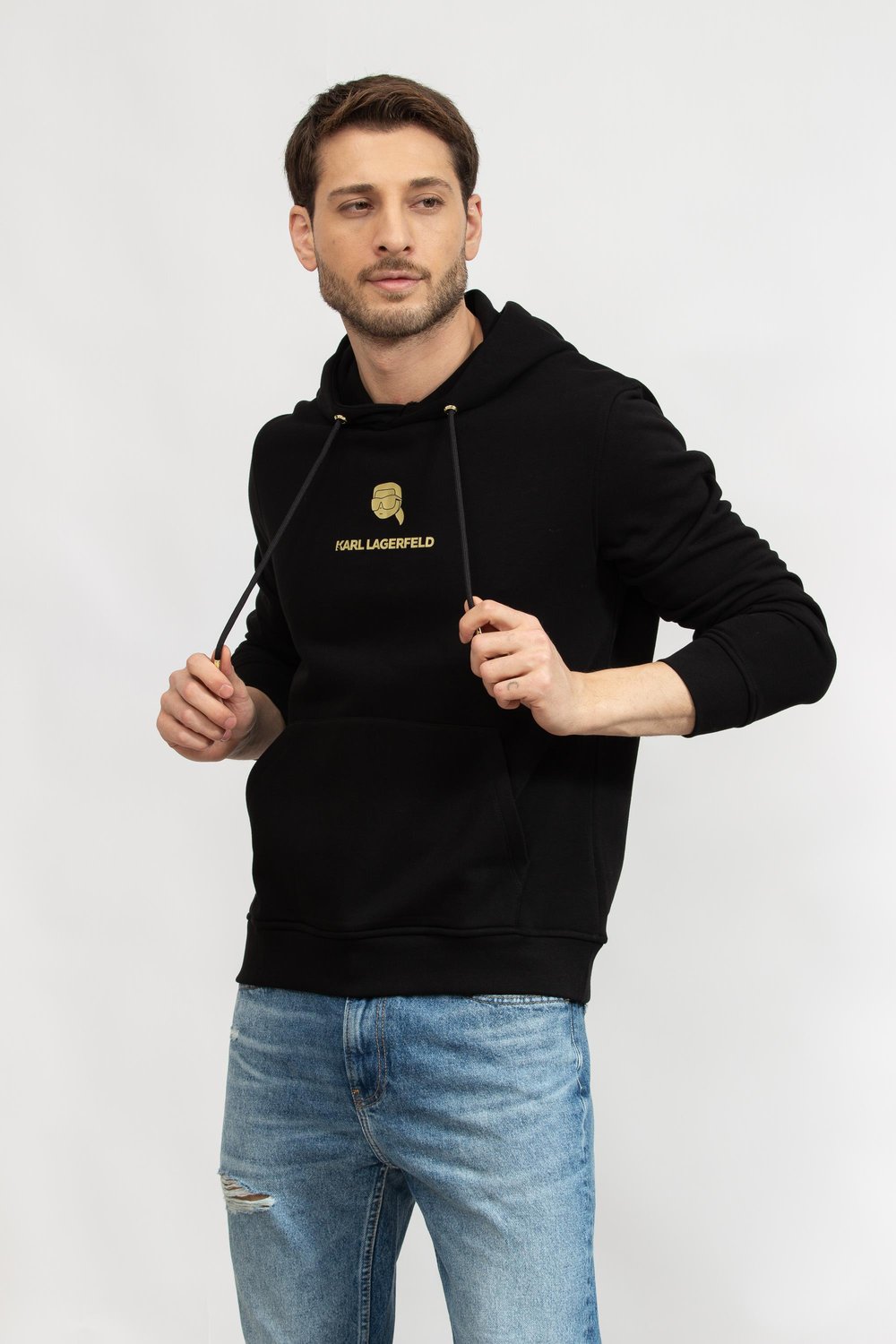 Karl Lagerfeld Erkek Kapüşonlu Sweatshirt Siyah