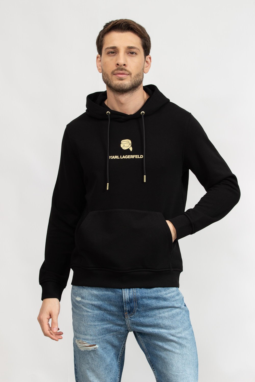 Karl Lagerfeld Erkek Kapüşonlu Sweatshirt Siyah
