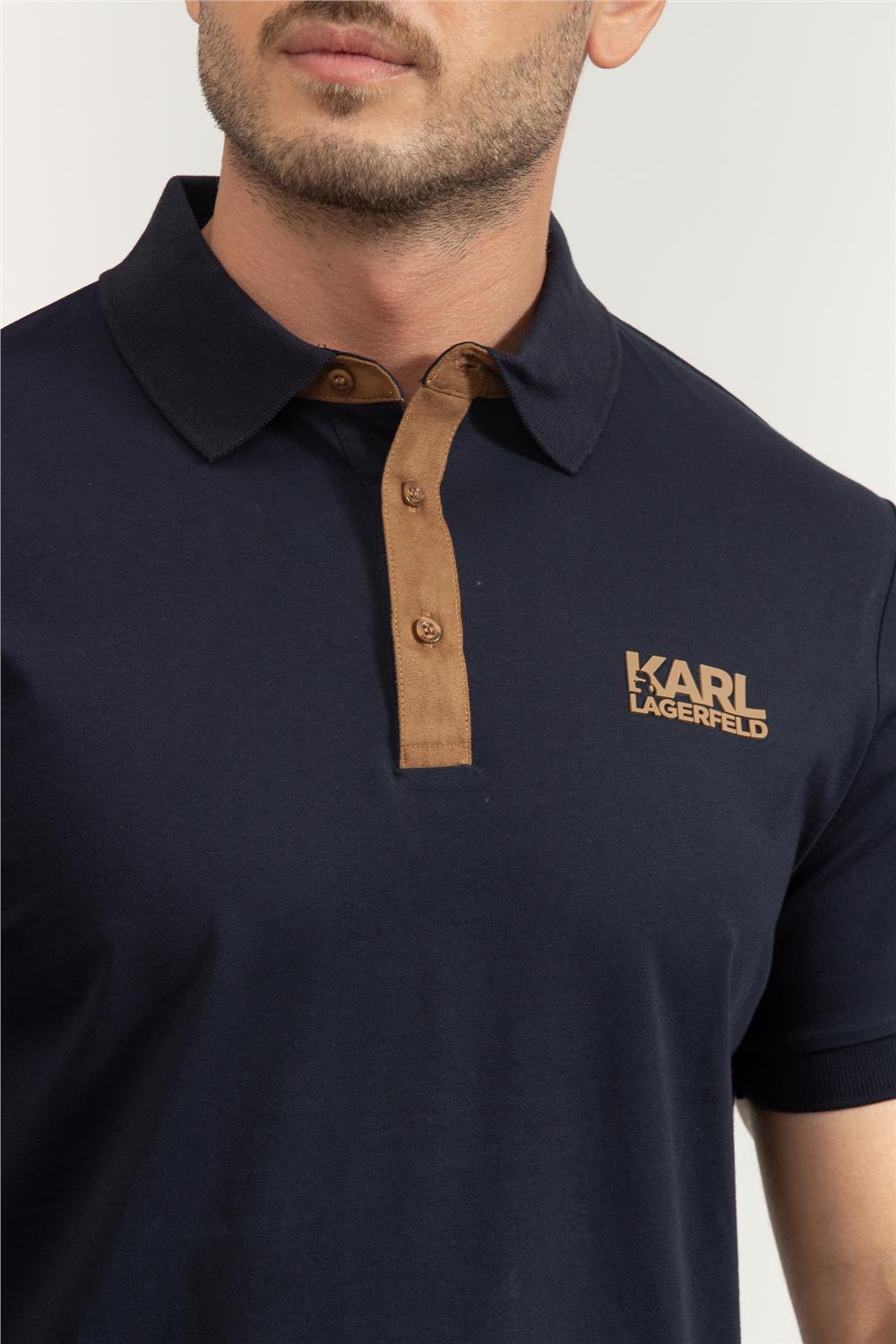 Karl Lagerfeld Erkek Polo Yaka T-Shirt Lacivert