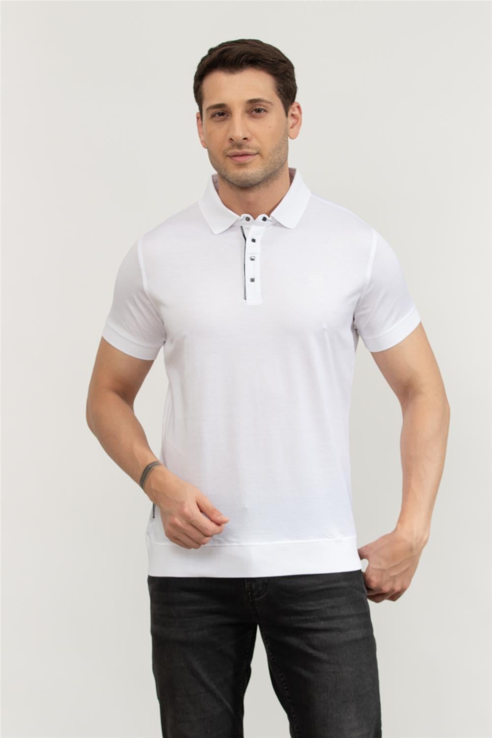 Karl Lagerfeld Erkek Polo Yaka T-Shirt Beyaz