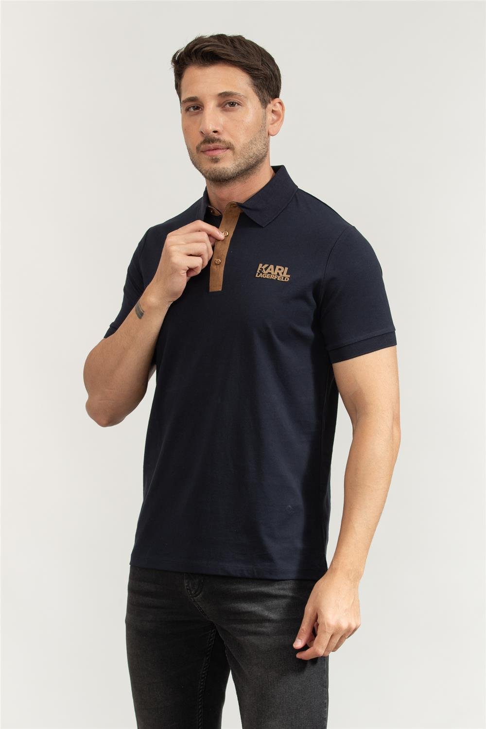 Karl Lagerfeld Erkek Polo Yaka T-Shirt Lacivert