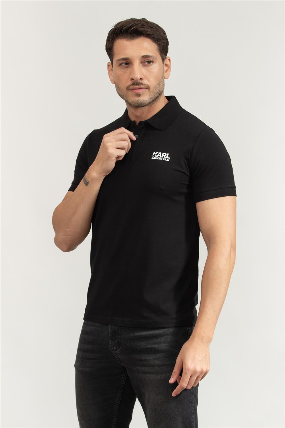 Karl Lagerfeld Erkek Polo Yaka T-Shirt Siyah