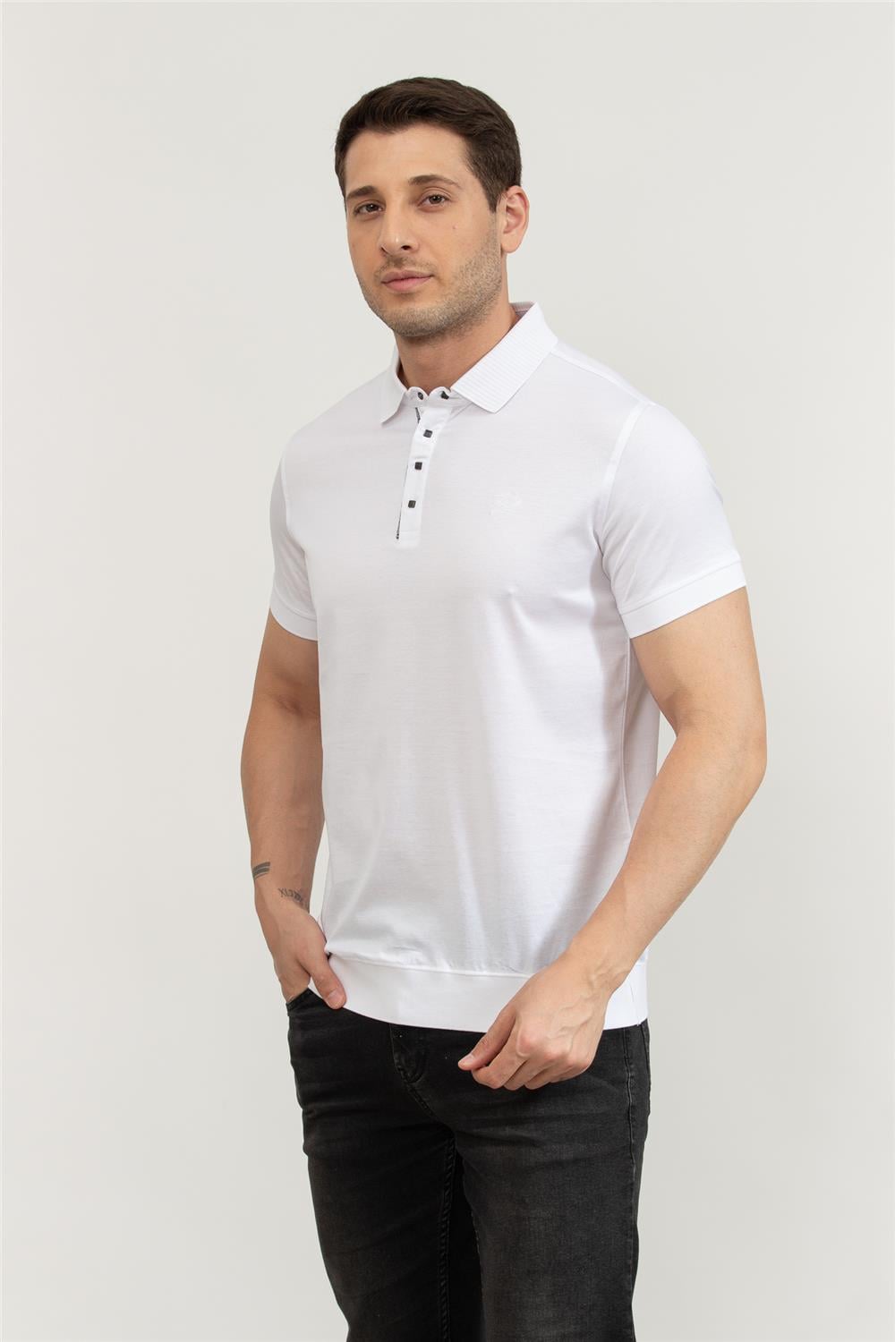 Karl Lagerfeld Erkek Polo Yaka T-Shirt Beyaz