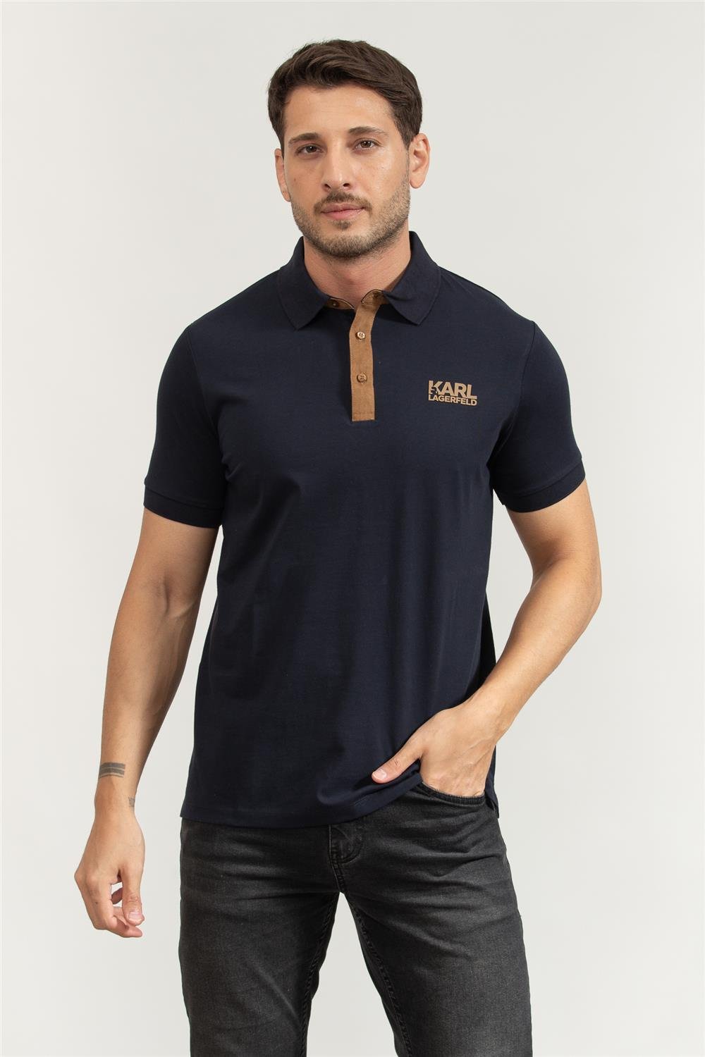 Karl Lagerfeld Erkek Polo Yaka T-Shirt Lacivert