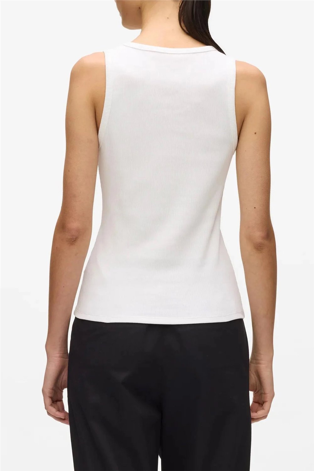 Karl Lagerfeld Essential Logo Commercial Tank Kadın Kolsuz T-Shirt Beyaz