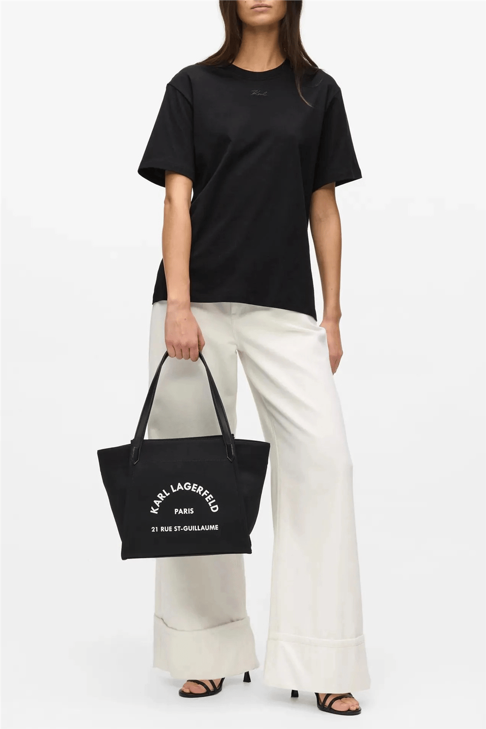 Karl Lagerfeld Essential Relaxed T-Shirt Kadın Bisiklet Yaka T-Shirt Siyah