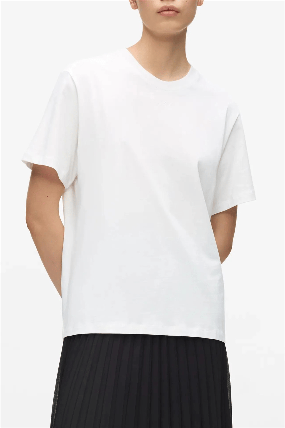 Karl Lagerfeld Essential Relaxed T-Shirt Kadın Bisiklet Yaka T-Shirt Beyaz