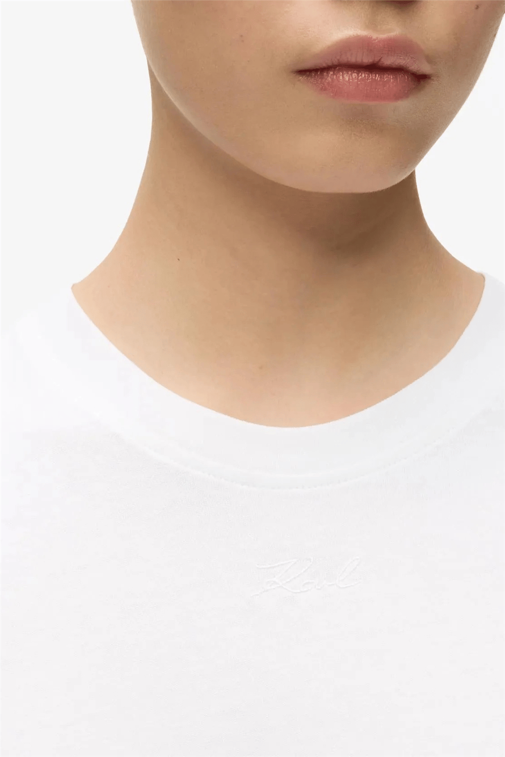 Karl Lagerfeld Essential Relaxed T-Shirt Kadın Bisiklet Yaka T-Shirt Beyaz