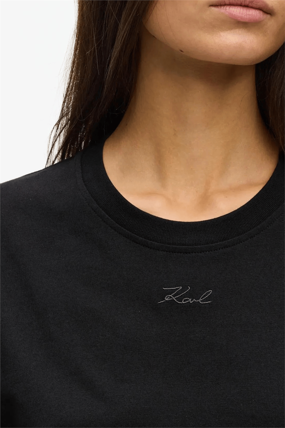 Karl Lagerfeld Essential Relaxed T-Shirt Kadın Bisiklet Yaka T-Shirt Siyah