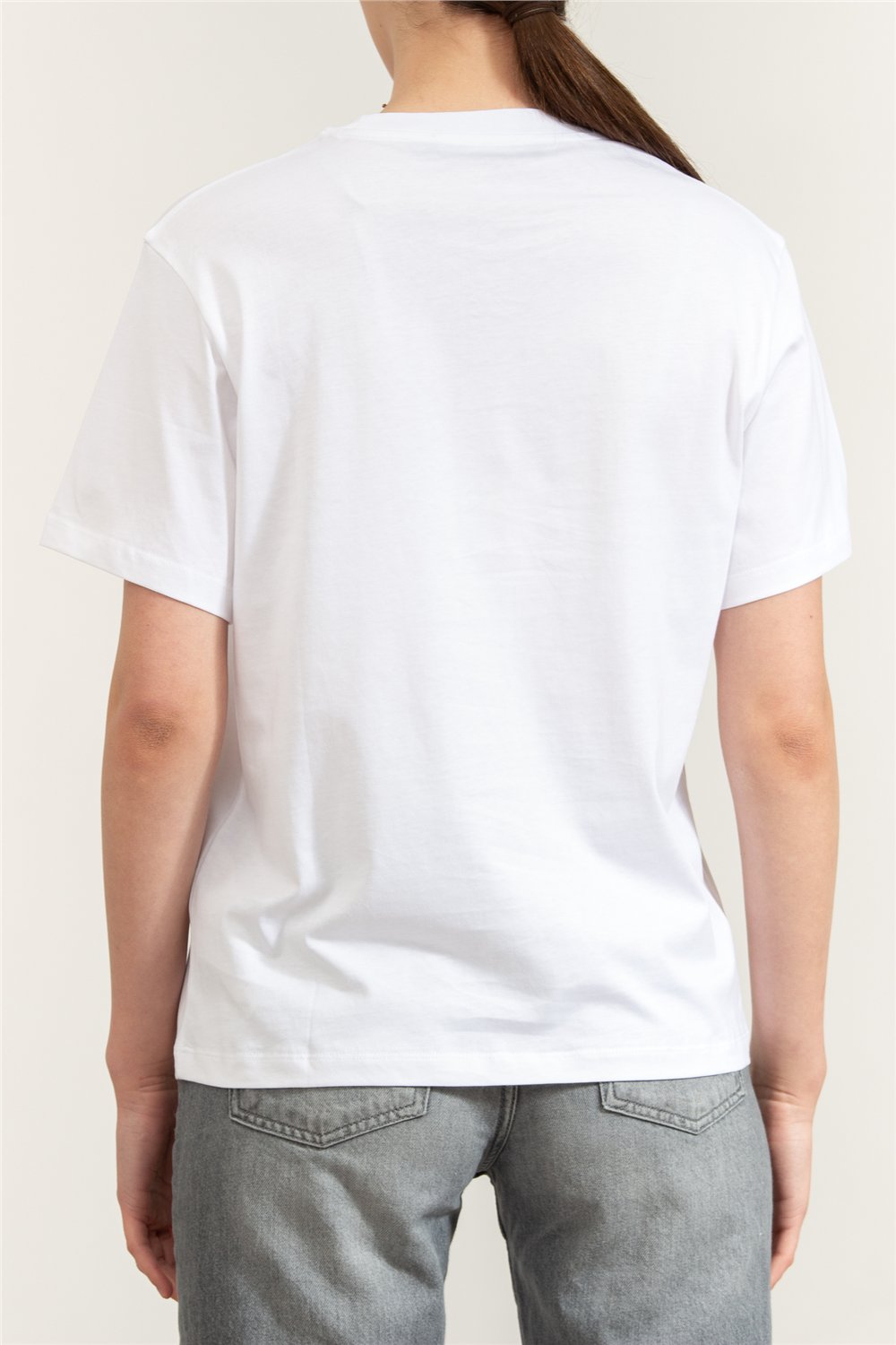 Karl Lagerfeld Essential Relaxed T-Shirt Kadın Bisiklet Yaka T-Shirt Beyaz