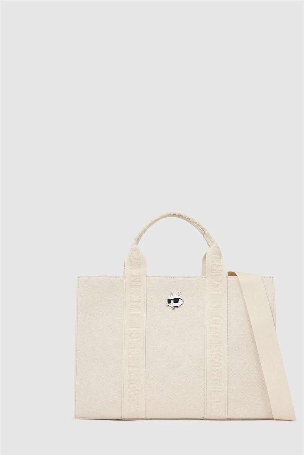 Karl Lagerfeld ikon Choup Pin Square Md Tote Kadın Omuz Çantası Beyaz