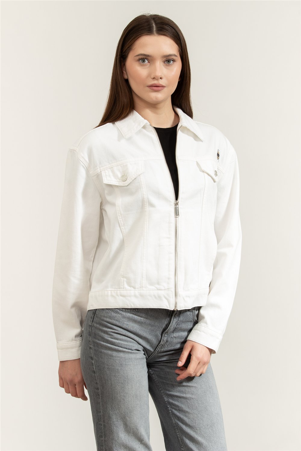 Karl Lagerfeld ikon Denim Jacket Kadın Kot Mont Çok Renkli