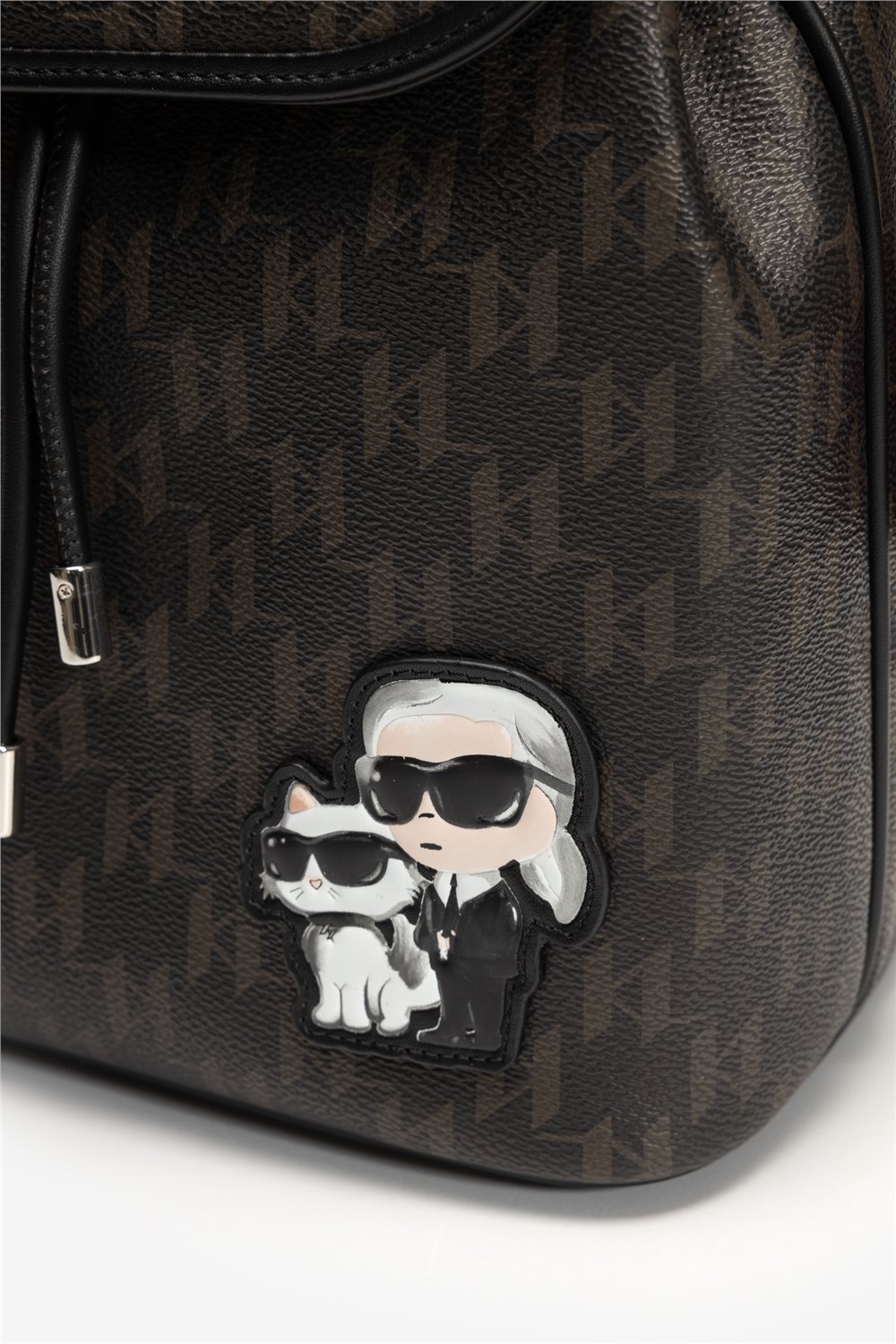 Karl Lagerfeld Ikon Monogram CC SM Flap Kadın Sırt Çantası Kahverengi
