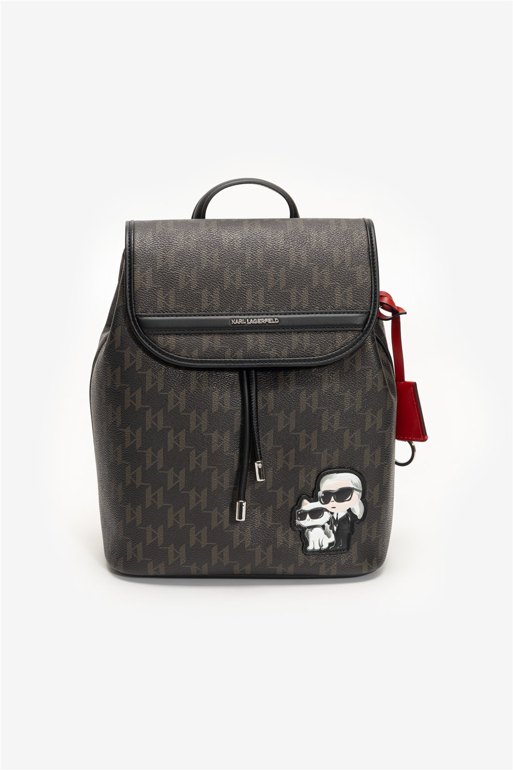 Karl Lagerfeld Ikon Monogram CC SM Flap Kadın Sırt Çantası Kahverengi
