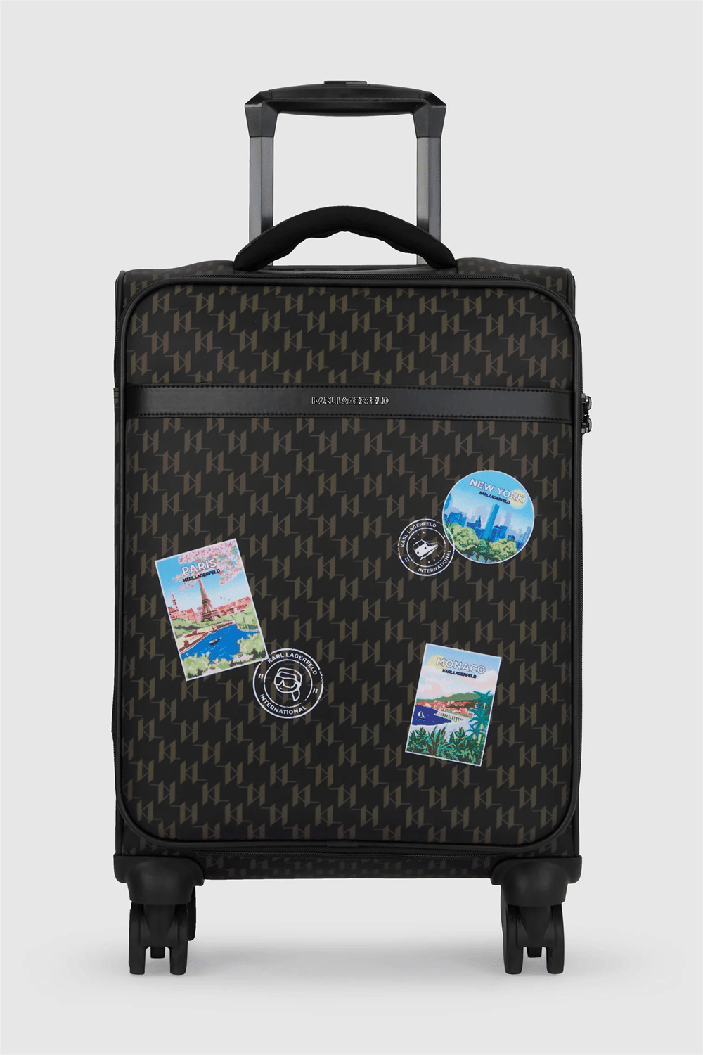 Karl Lagerfeld Ikon Monogram Nylon Trolley Kadın Valiz Kahverengi