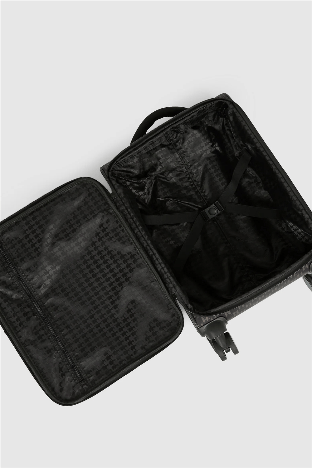 Karl Lagerfeld Ikon Monogram Nylon Trolley Kadın Valiz Kahverengi