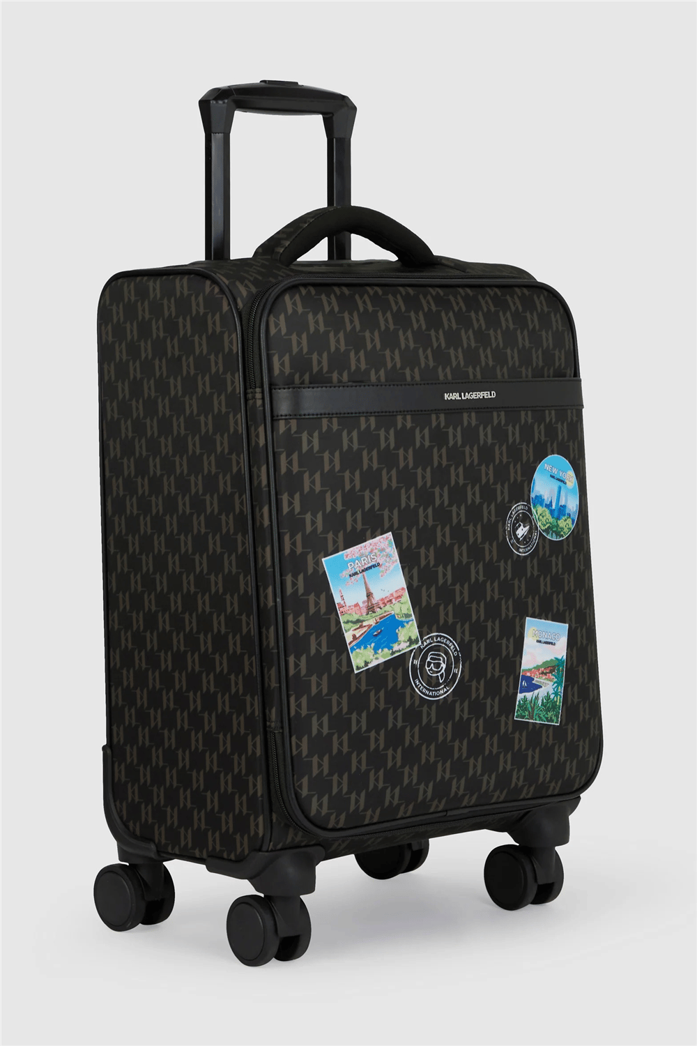 Karl Lagerfeld Ikon Monogram Nylon Trolley Kadın Valiz Kahverengi