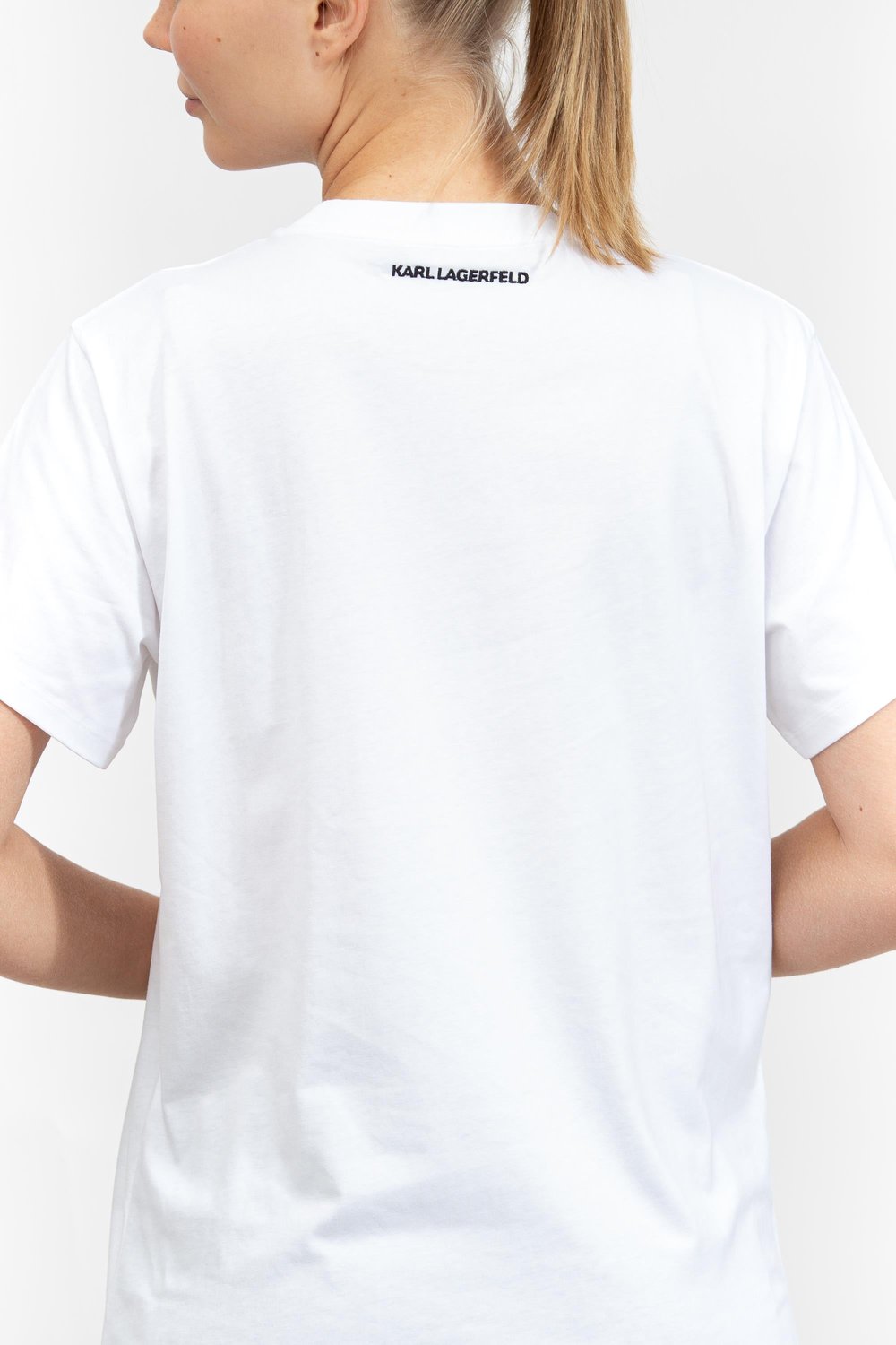 Karl Lagerfeld Kadın Bisiklet Yaka T-Shirt Beyaz