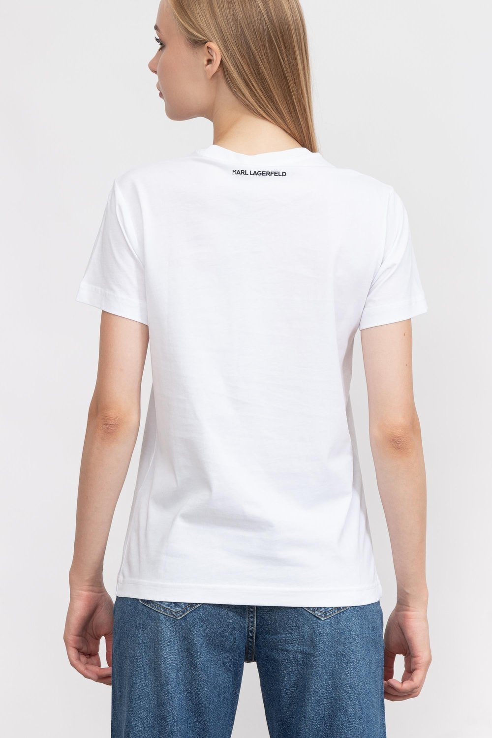 Karl Lagerfeld Kadın Bisiklet Yaka T-Shirt Beyaz
