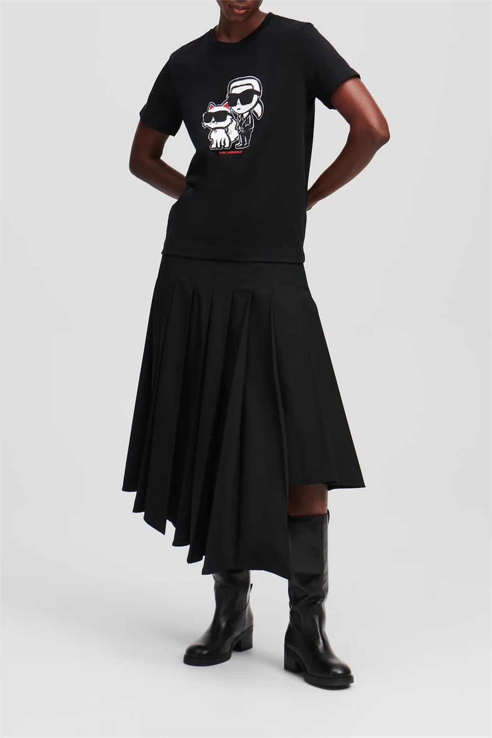 Karl Lagerfeld Kadın Bisiklet Yaka T-Shirt Siyah