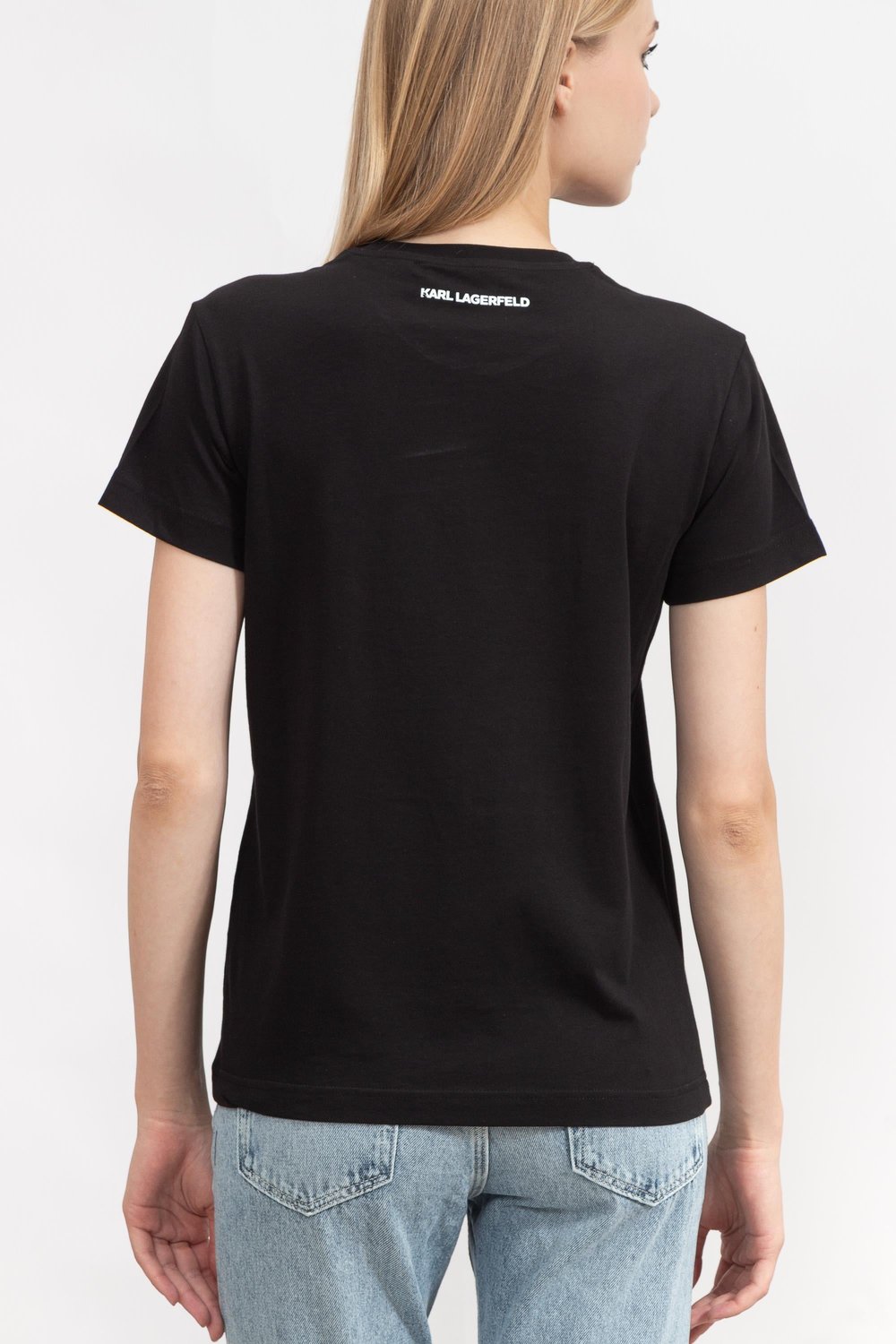 Karl Lagerfeld Kadın Bisiklet Yaka T-Shirt Siyah