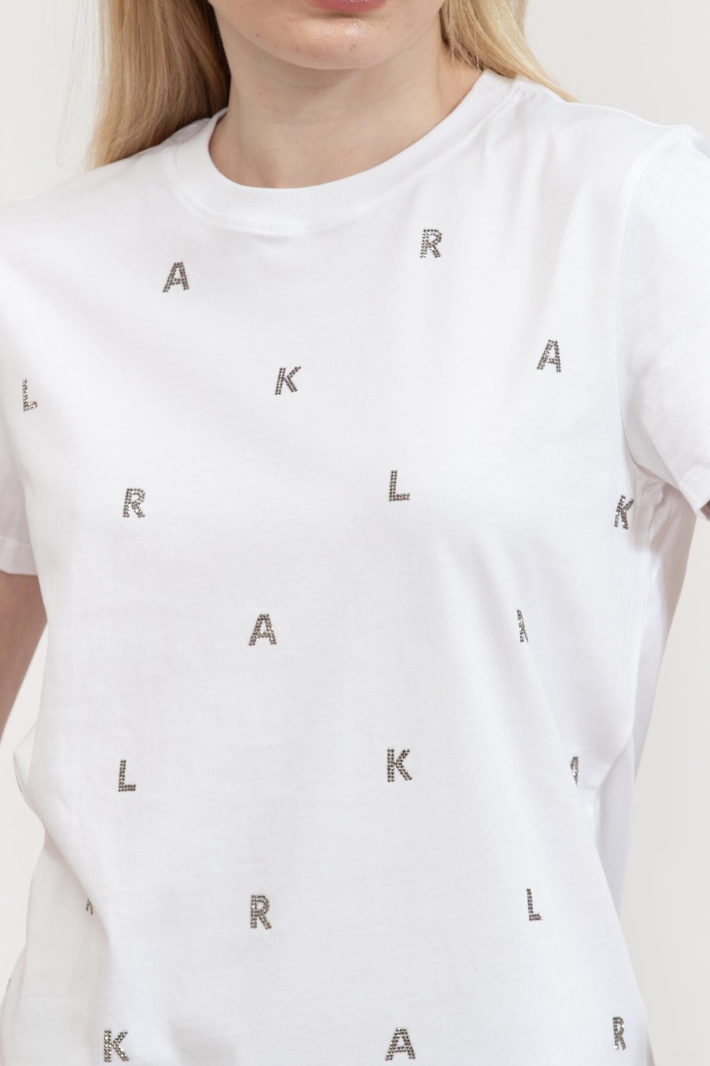 Karl Lagerfeld Kadın Bisiklet Yaka T-Shirt Beyaz