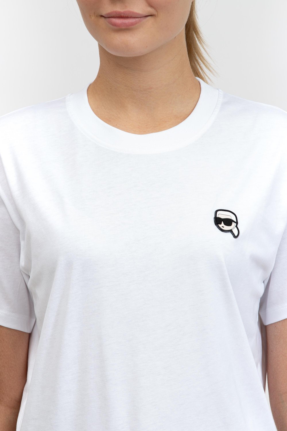 Karl Lagerfeld Kadın Bisiklet Yaka T-Shirt Beyaz