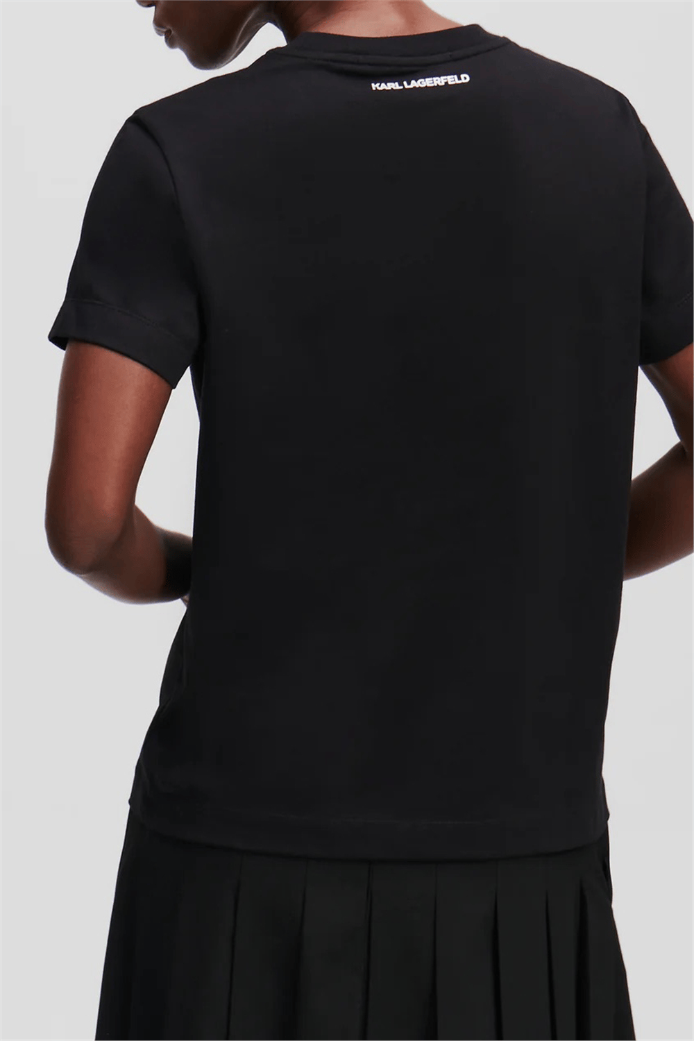 Karl Lagerfeld Kadın Bisiklet Yaka T-Shirt Siyah