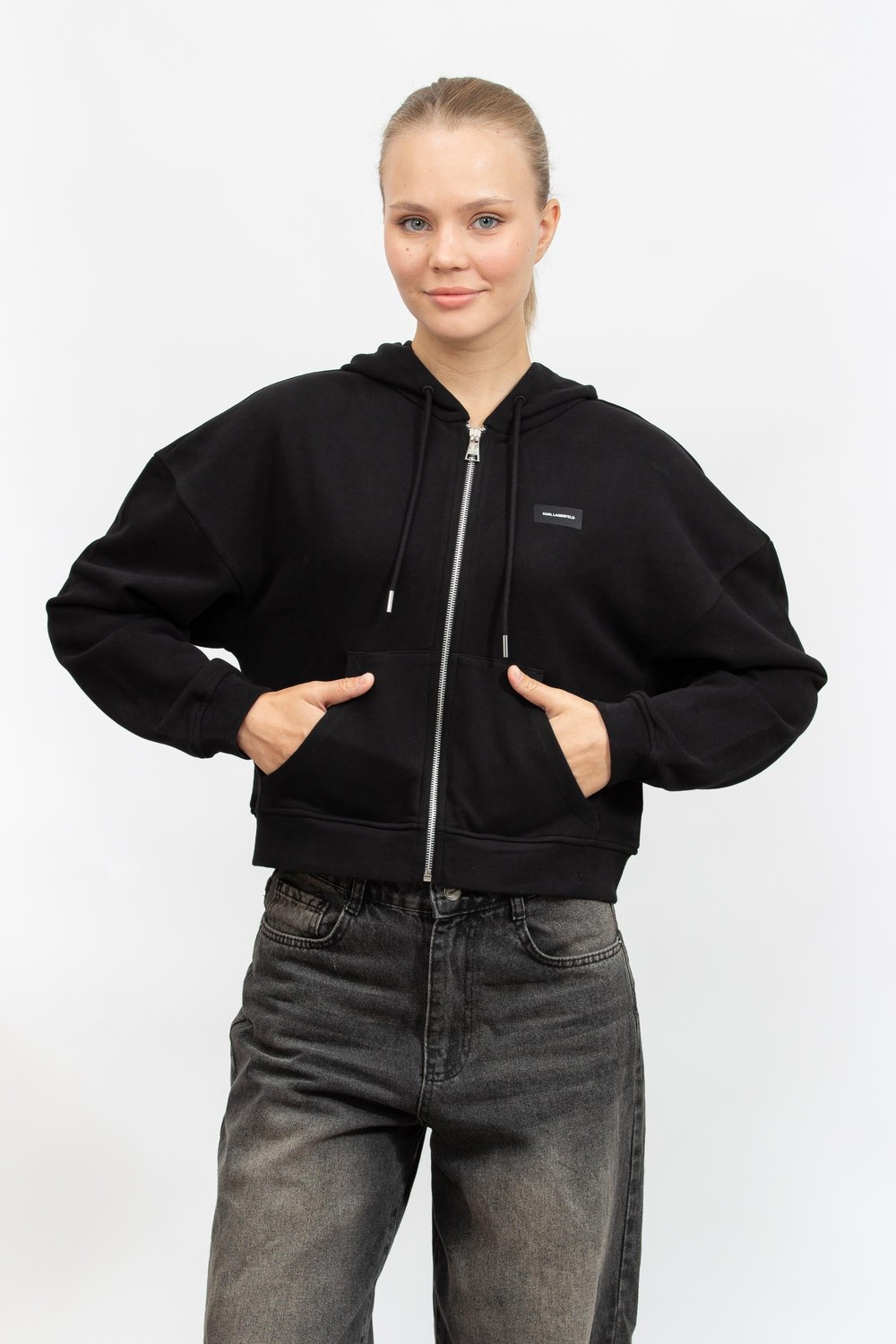 Karl Lagerfeld Kadın Fermuarlı Sweatshirt Siyah