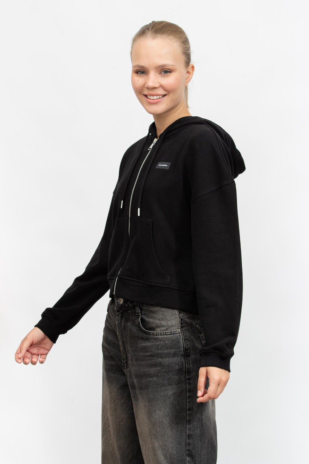 Karl Lagerfeld Kadın Fermuarlı Sweatshirt Siyah