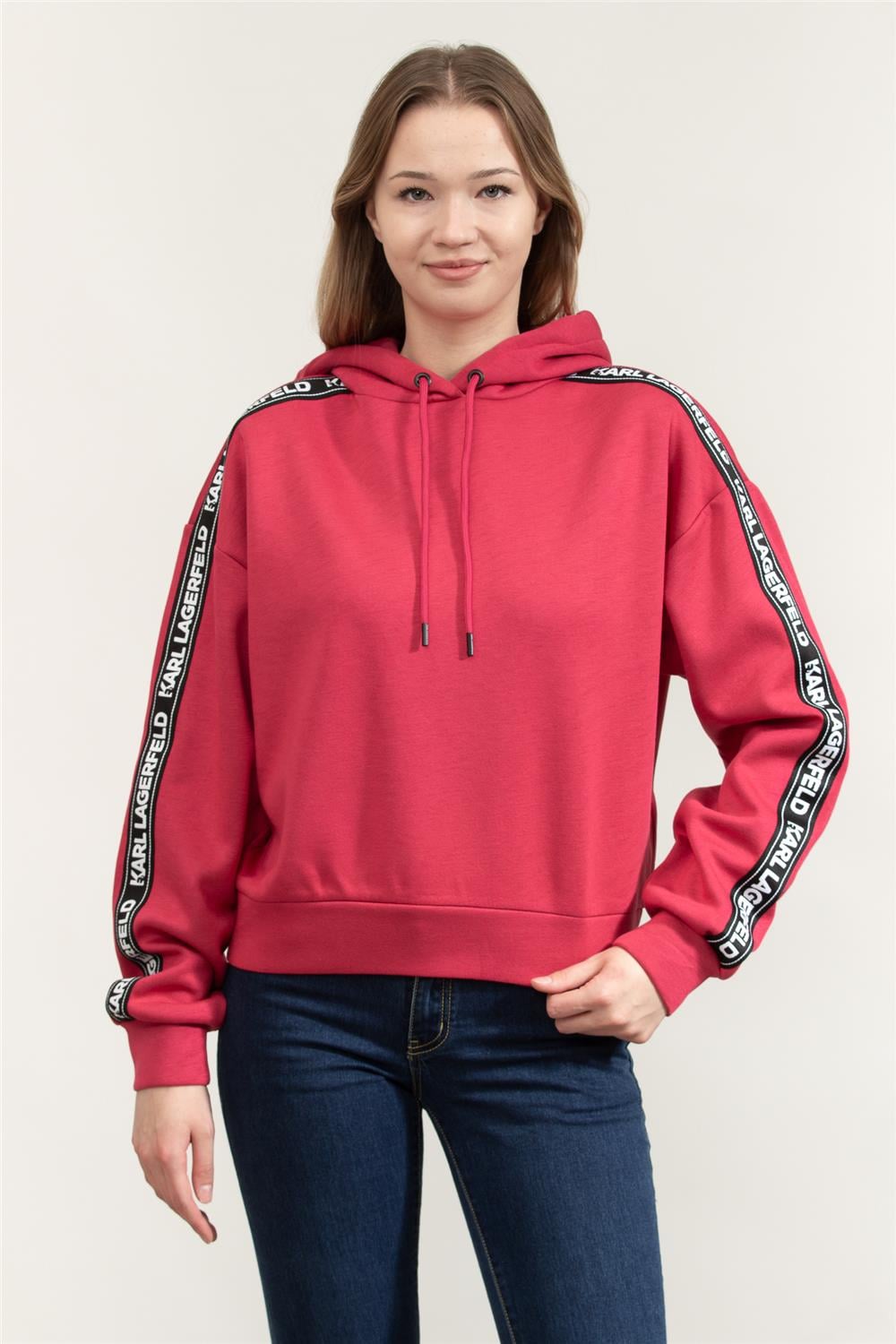 Karl Lagerfeld Kadın Kapüşonlu Sweatshirt Kırmızı