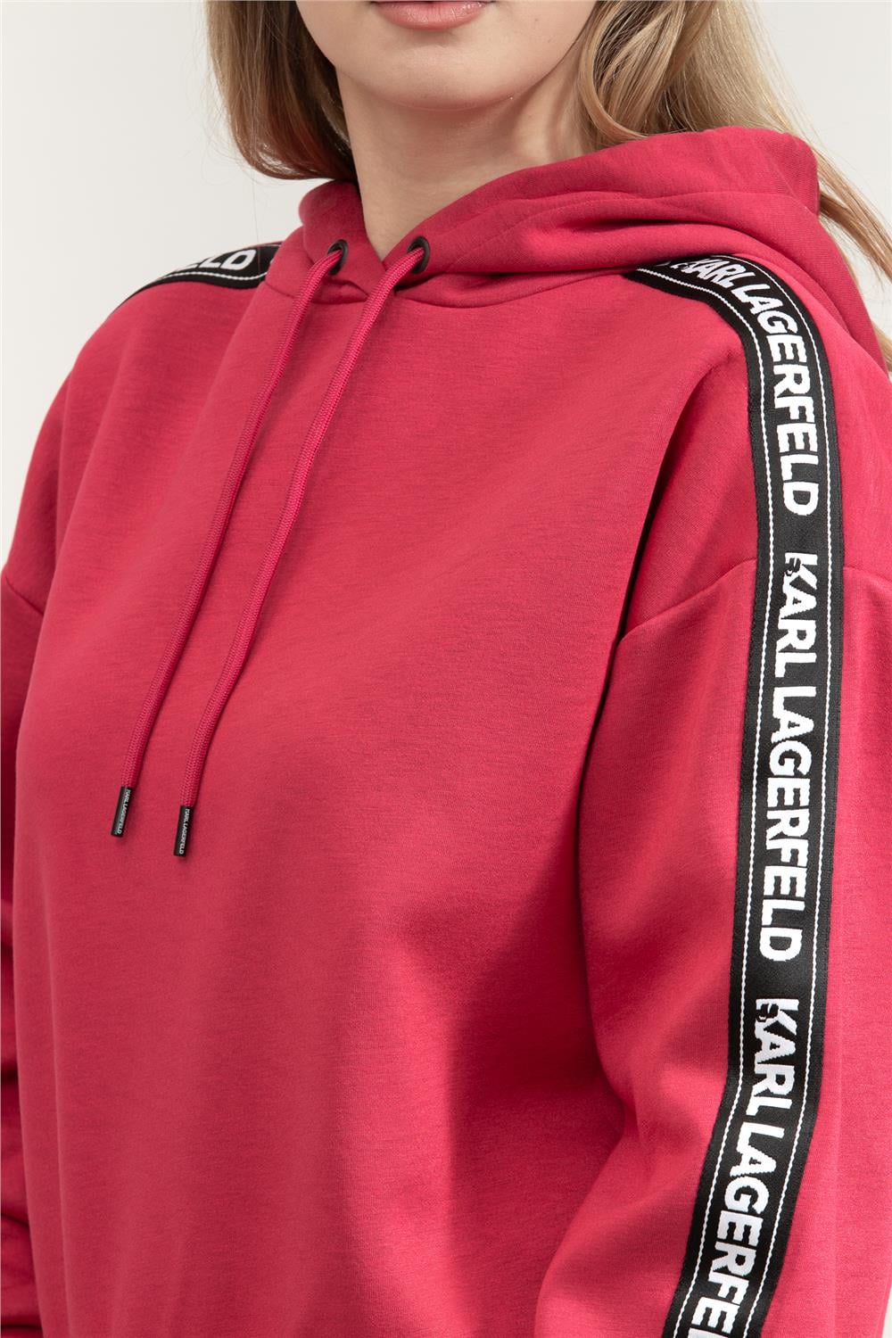 Karl Lagerfeld Kadın Kapüşonlu Sweatshirt Kırmızı