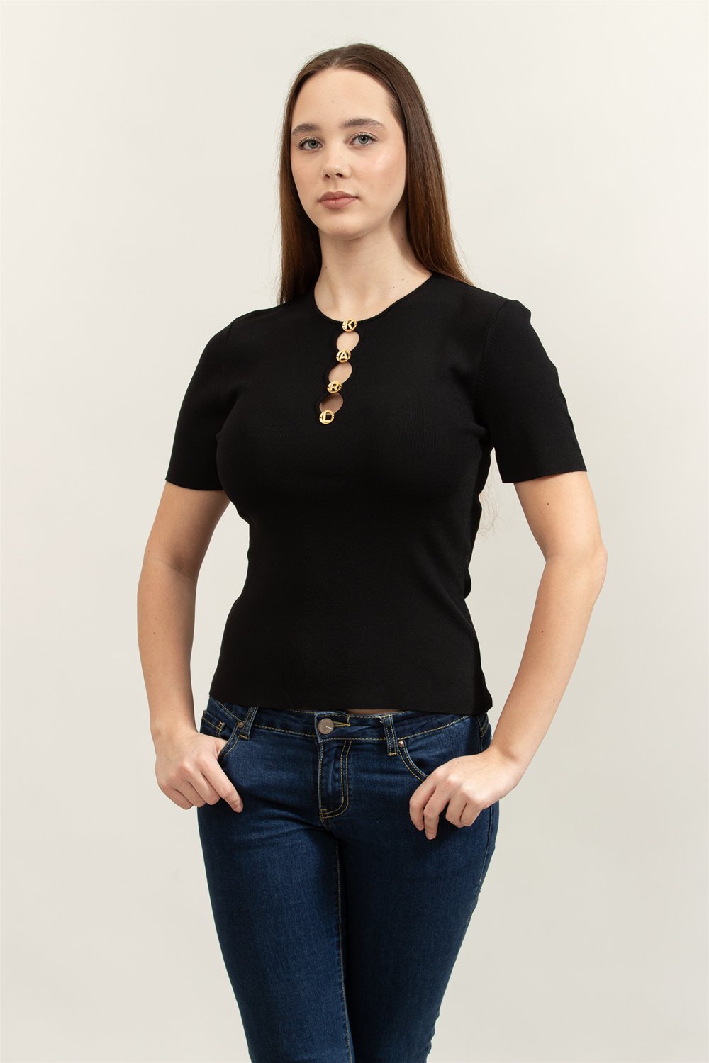 Karl Lagerfeld Karl Daily Knit Top Kadın Triko Siyah
