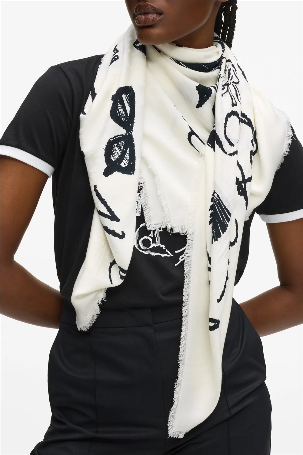 Karl Lagerfeld K/Monogram Jkrd Kadın Atkı Siyah