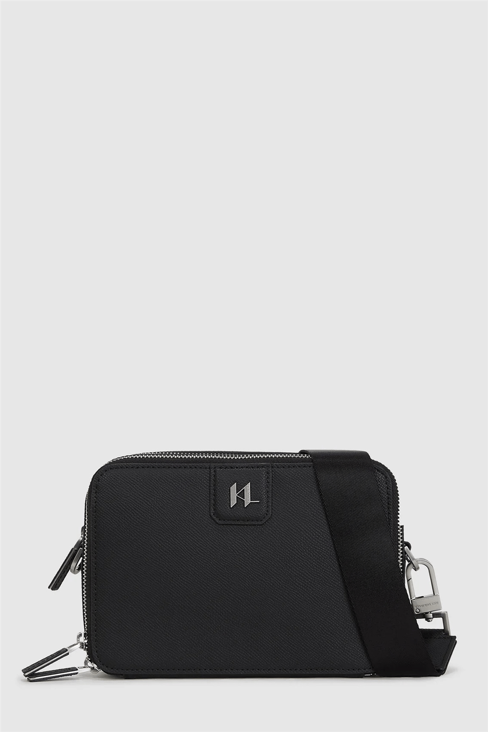 Karl Lagerfeld K/Monogram Leather Erkek Reporter Çanta Siyah