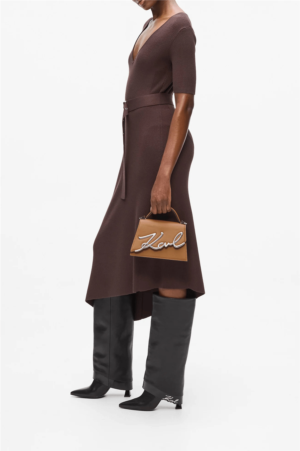 Karl Lagerfeld K/Signature 2.0 Kadın Mini Omuz Çantası Taba