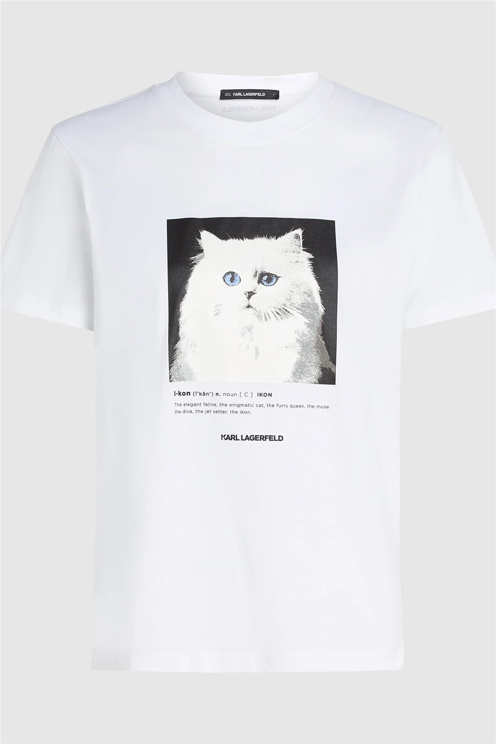 Karl Lagerfeld Portrait Kadın Bisiklet Yaka T-Shirt Beyaz