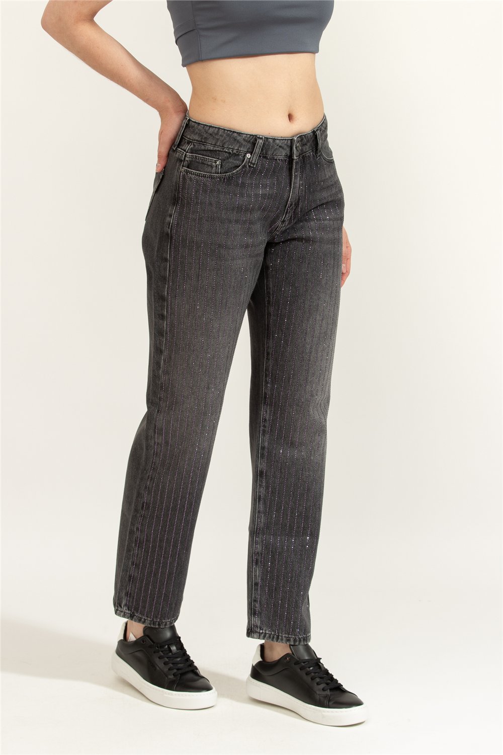Karl Lagerfeld Rhinestone  Kadın Jean Pantolon