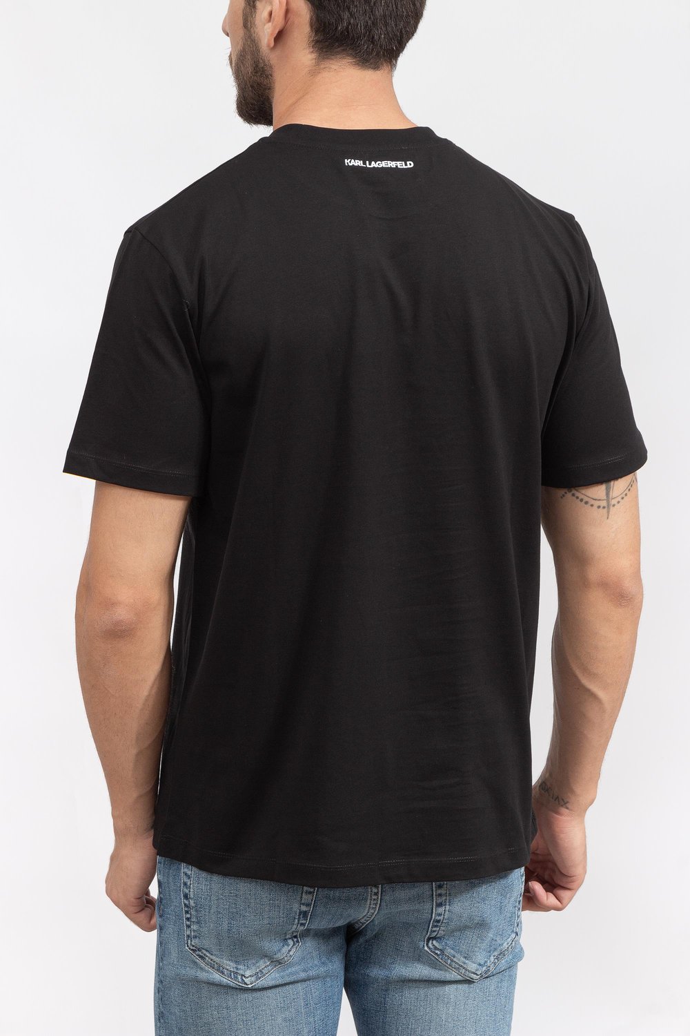 Karl Lagerfeld Series Erkek Bisiklet Yaka T-Shirt Siyah