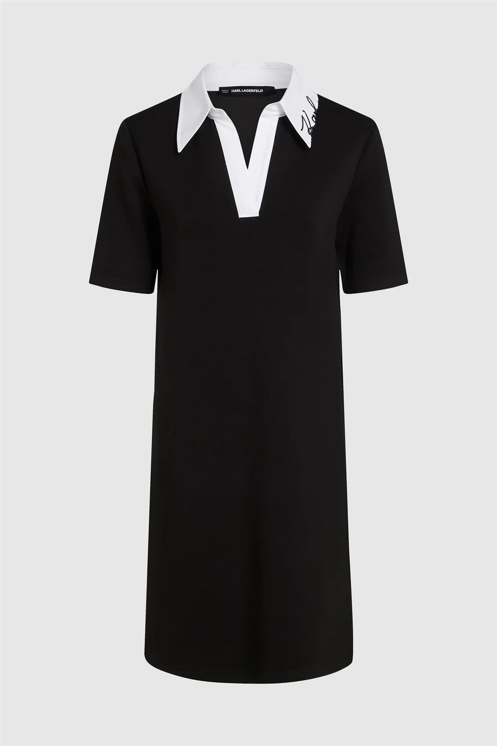 Karl Lagerfeld Signature Collar Kadın T-Shirt Elbise Siyah