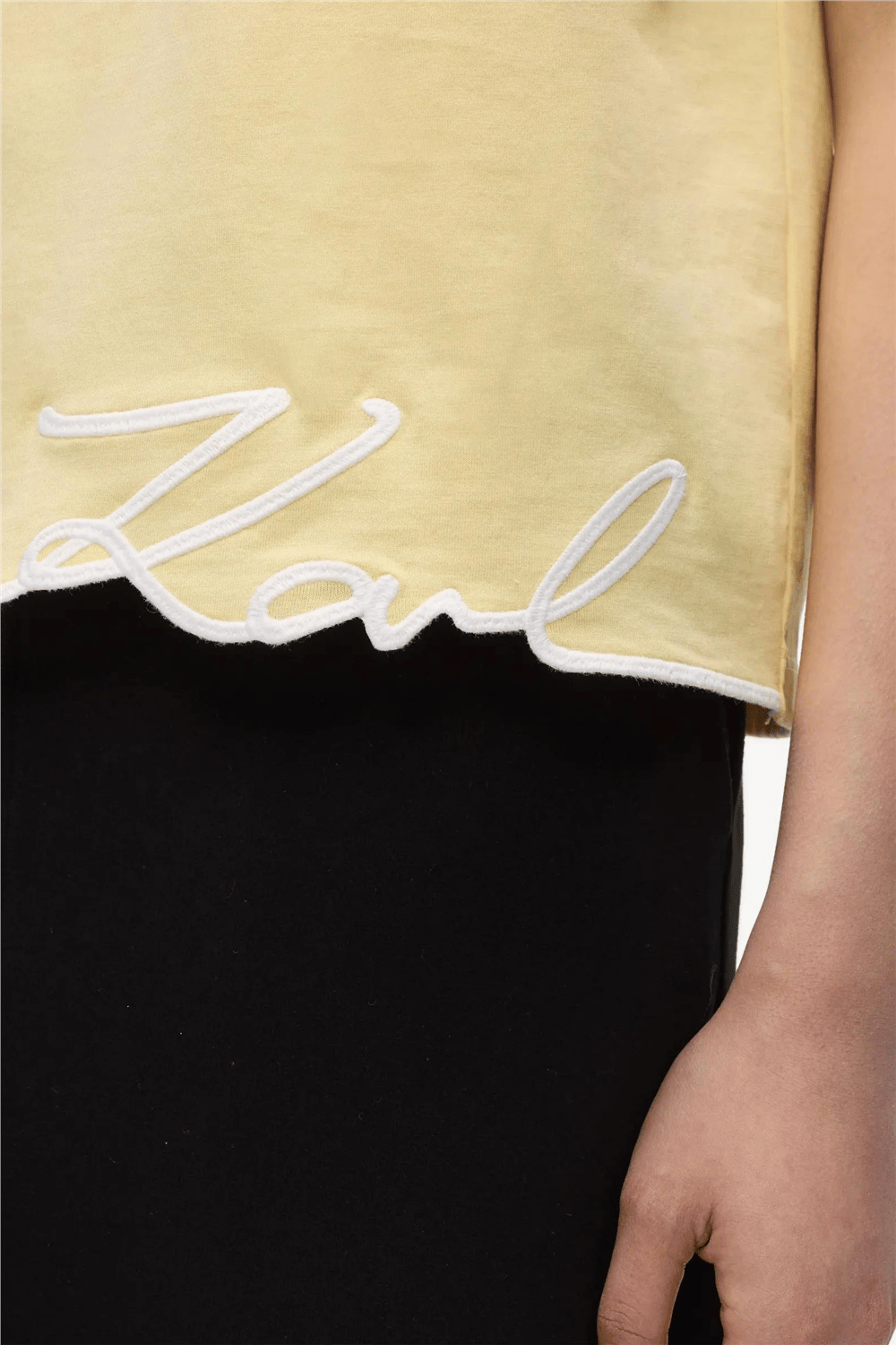 Karl Lagerfeld Signature Hem Tank Top Kadın Bisiklet Yaka T-Shirt