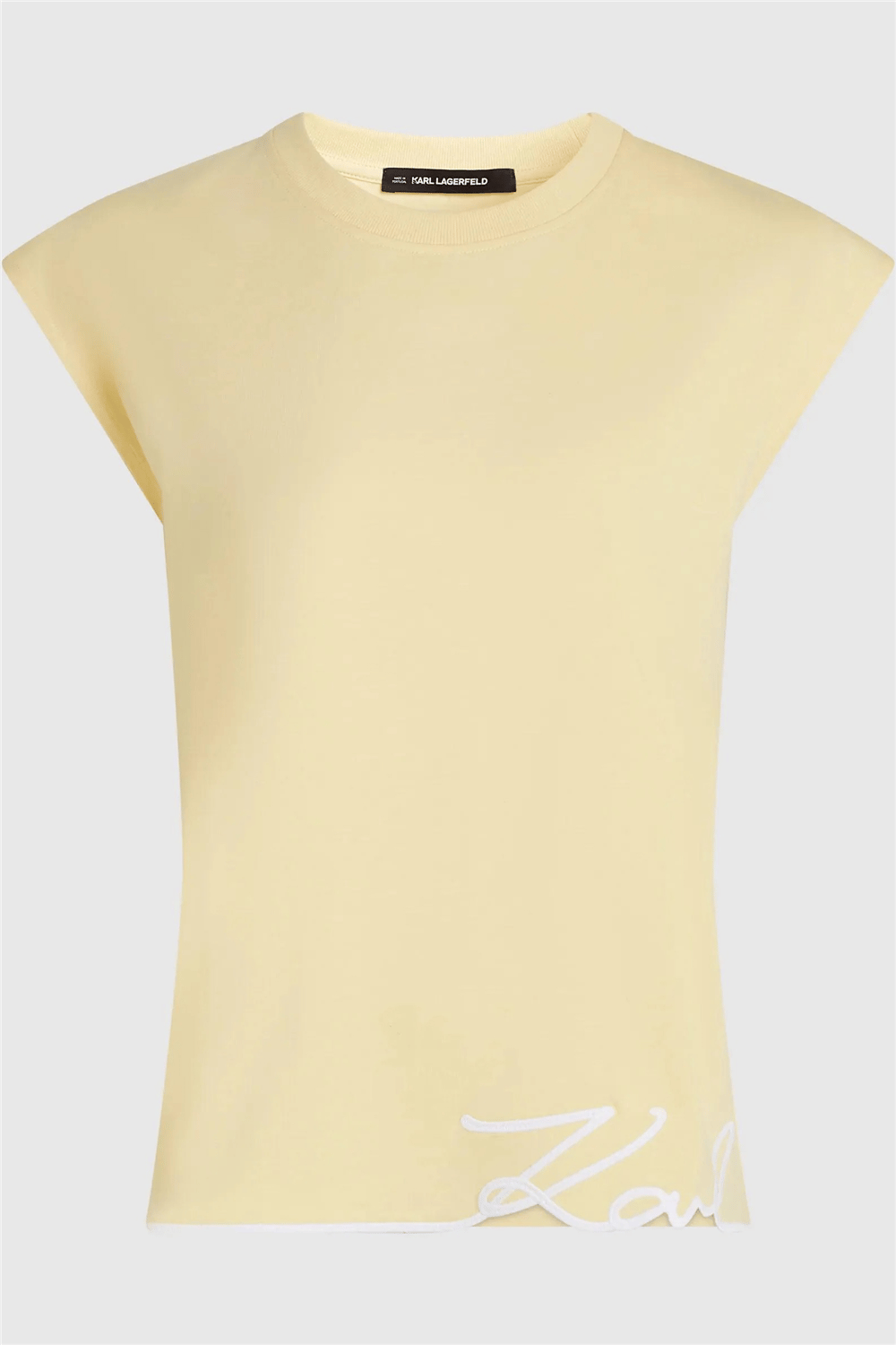 Karl Lagerfeld Signature Hem Tank Top Kadın Bisiklet Yaka T-Shirt