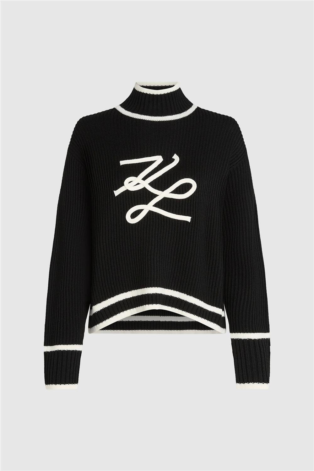 Karl Lagerfeld Soutache Autograph Kadın Triko Siyah