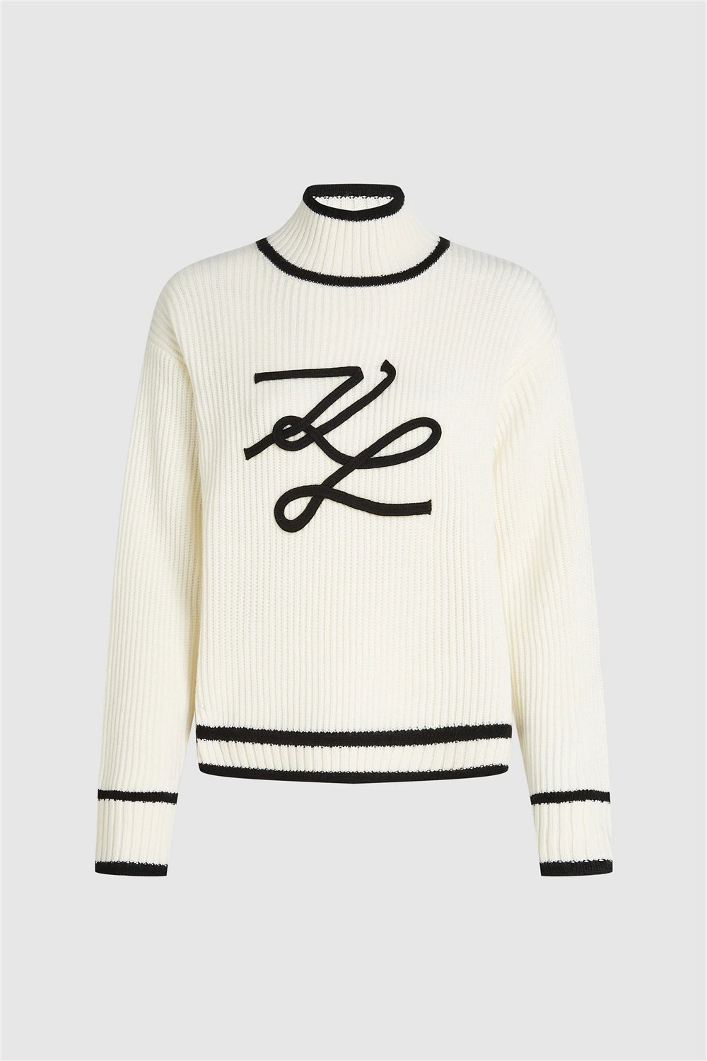 Karl Lagerfeld Soutache Autograph Kadın Triko Beyaz